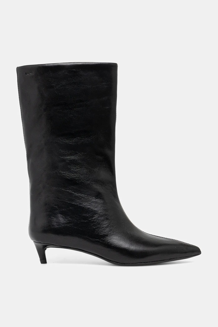 BOSS kozaki skórzane Gracey 50552786.001 czarny AW25