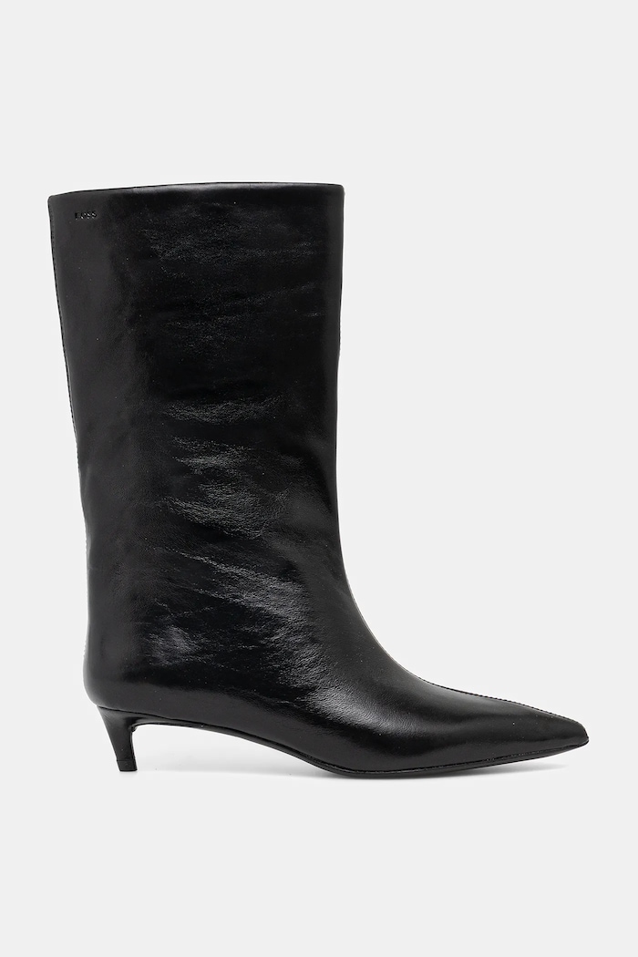 BOSS kozaki skórzane Gracey 50552786.001 czarny AW25