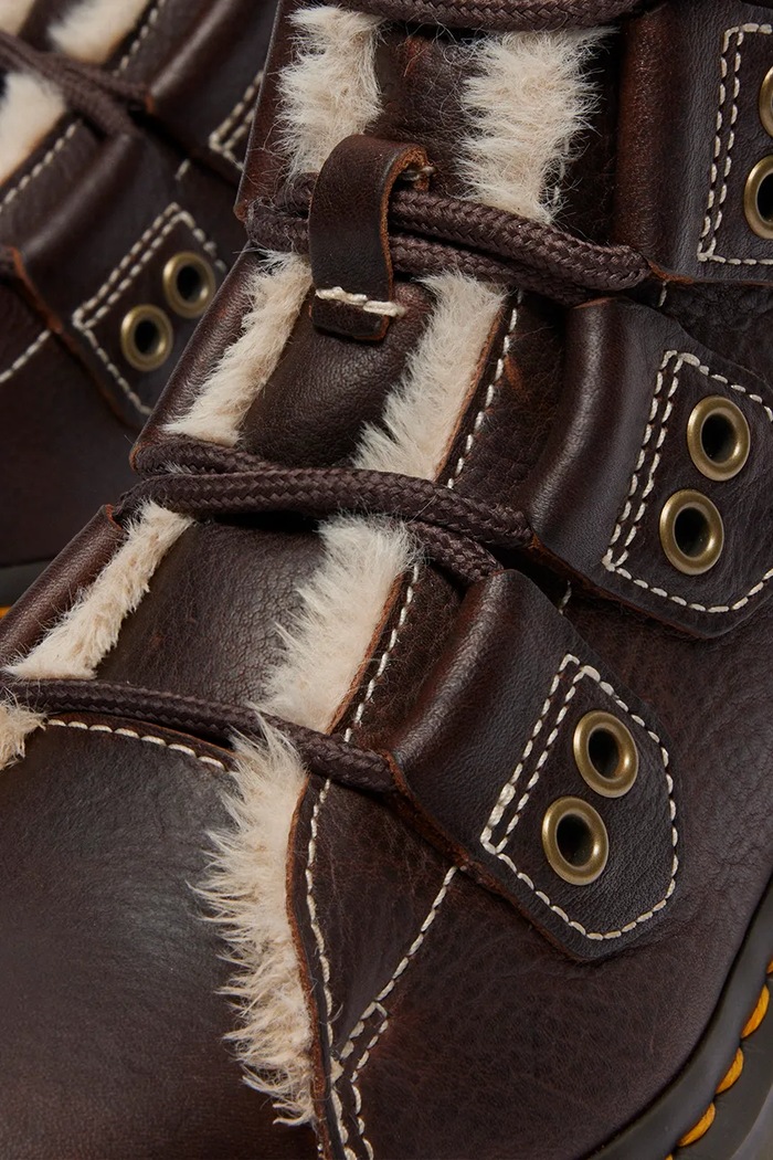 Kožne čizme Dr. Martens 1460 LTT Fur Lined smeđa DM41417200