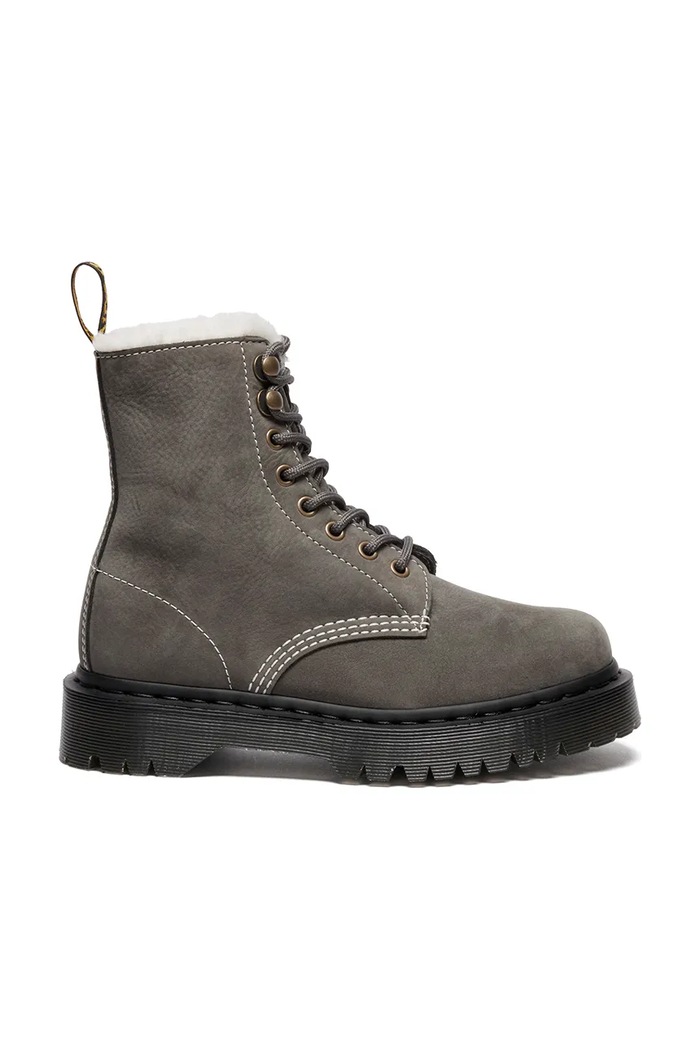 Kožené workery Dr. Martens 1460 Pascal Bex Fur Lined usňová koža sivá DM41419020