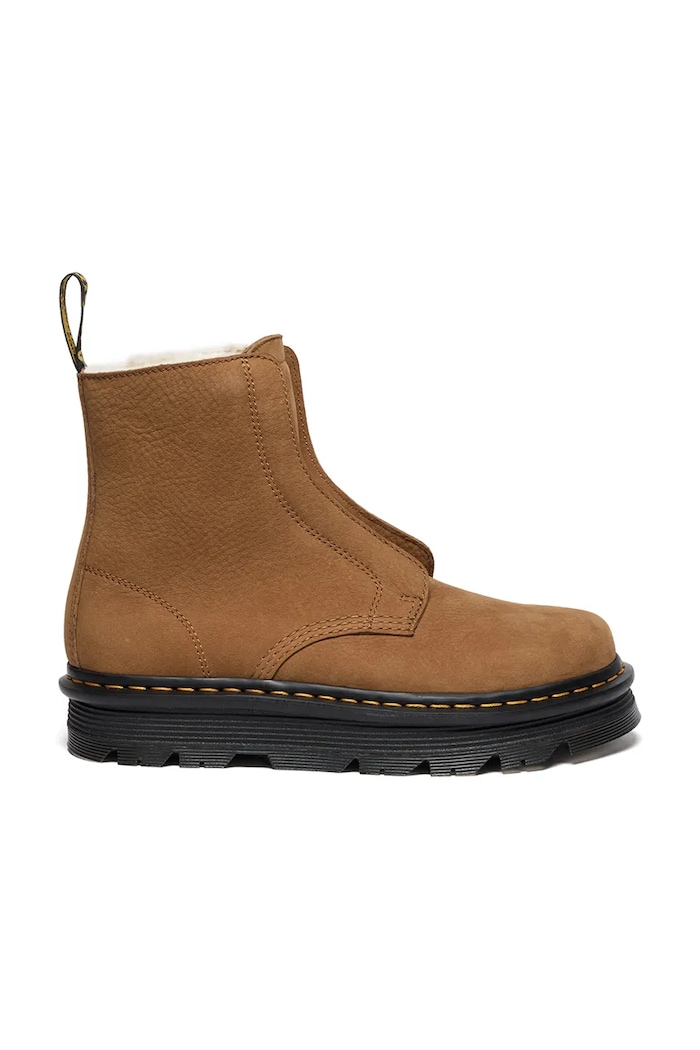 Nubukové boty Dr. Martens ZebZag Lace Less Warm Lined jemné zateplení hnědá DM42019200