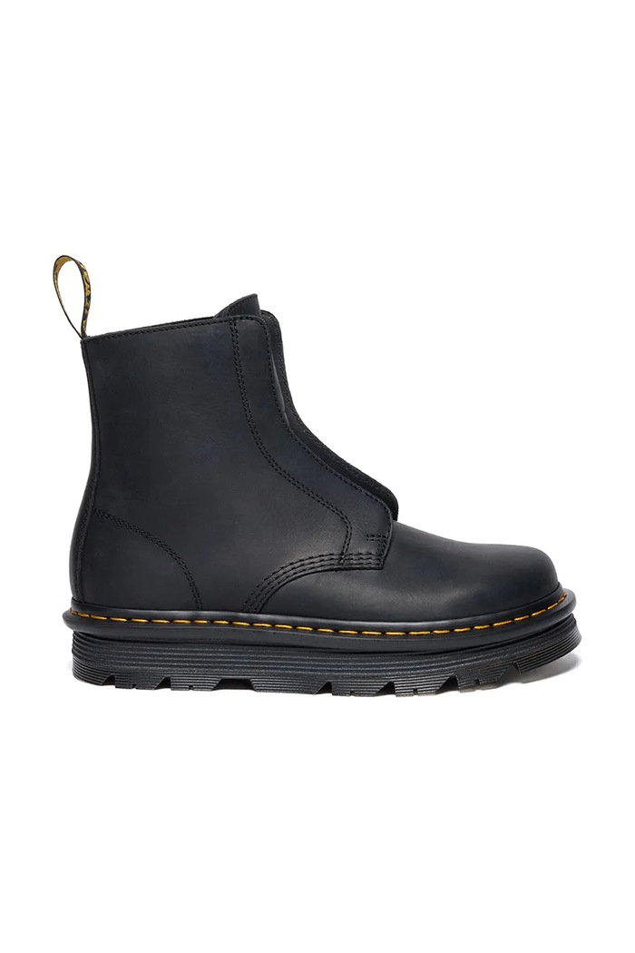 Dr. Martens botki skórzane ZebZag Laceless płaski czarny DM42653001