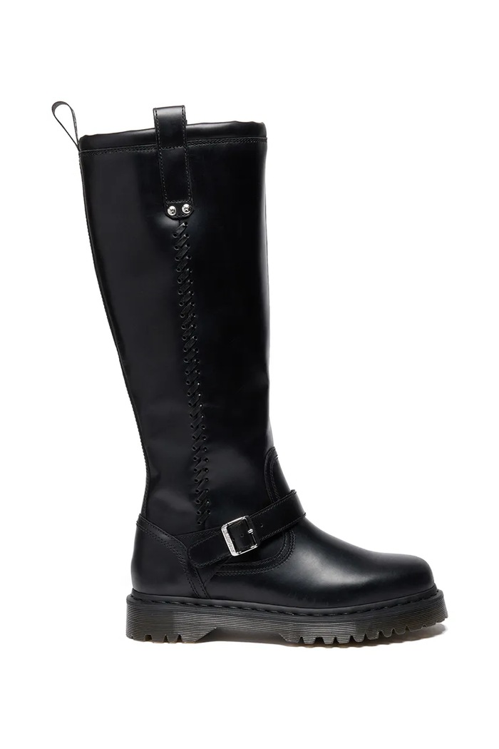 Dr. Martens kozaki skórzane Anistone płaski czarny DM42669001