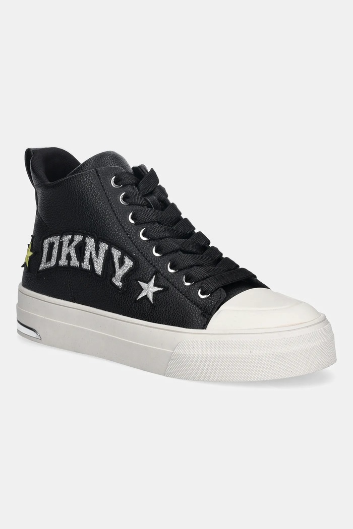 Dkny trampki skórzane Yaser Star syntetyczny czarny K4597935.BLK