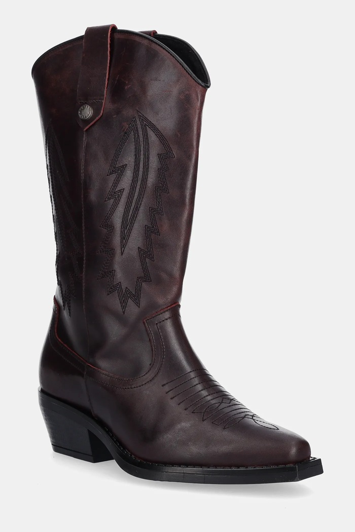 Westernové kožené boty Steve Madden Wallace nezateplené burgundské 11003850.622