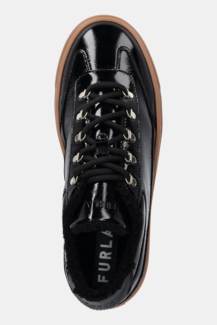 Kožené tenisky Furla Enjoy Lace-Up Sneaker čierna YK31ENJ.BX4211.O6000