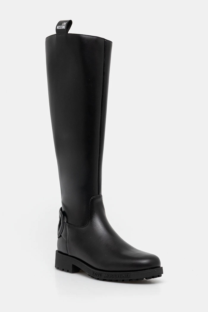 Love Moschino kozaki skórzane płaski czarny JA26064G0NIA0000