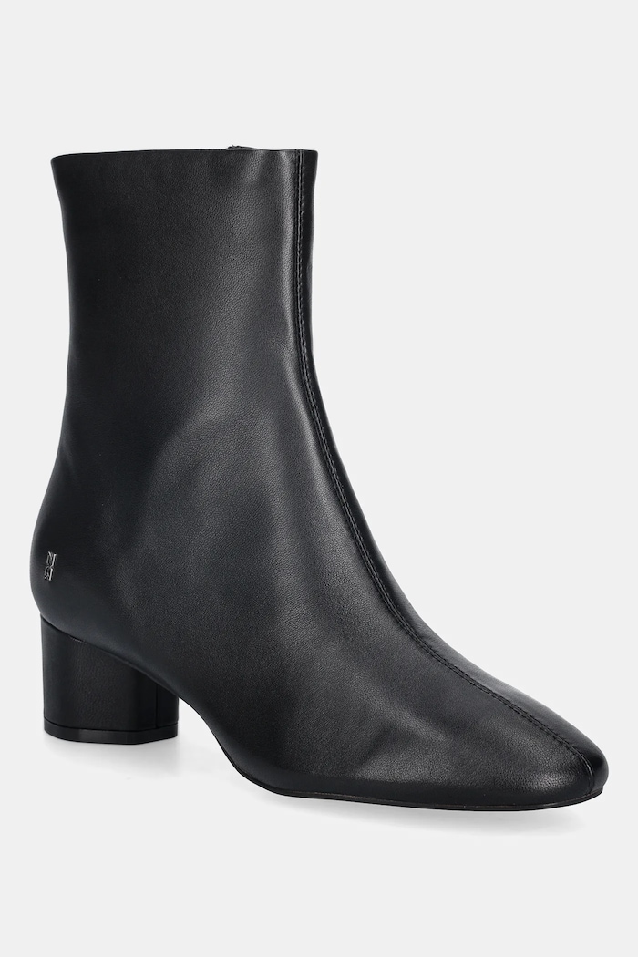 Nokwol botki skórzane Alyssa Black Leather słupek czarny Alyssa.Black.Leather