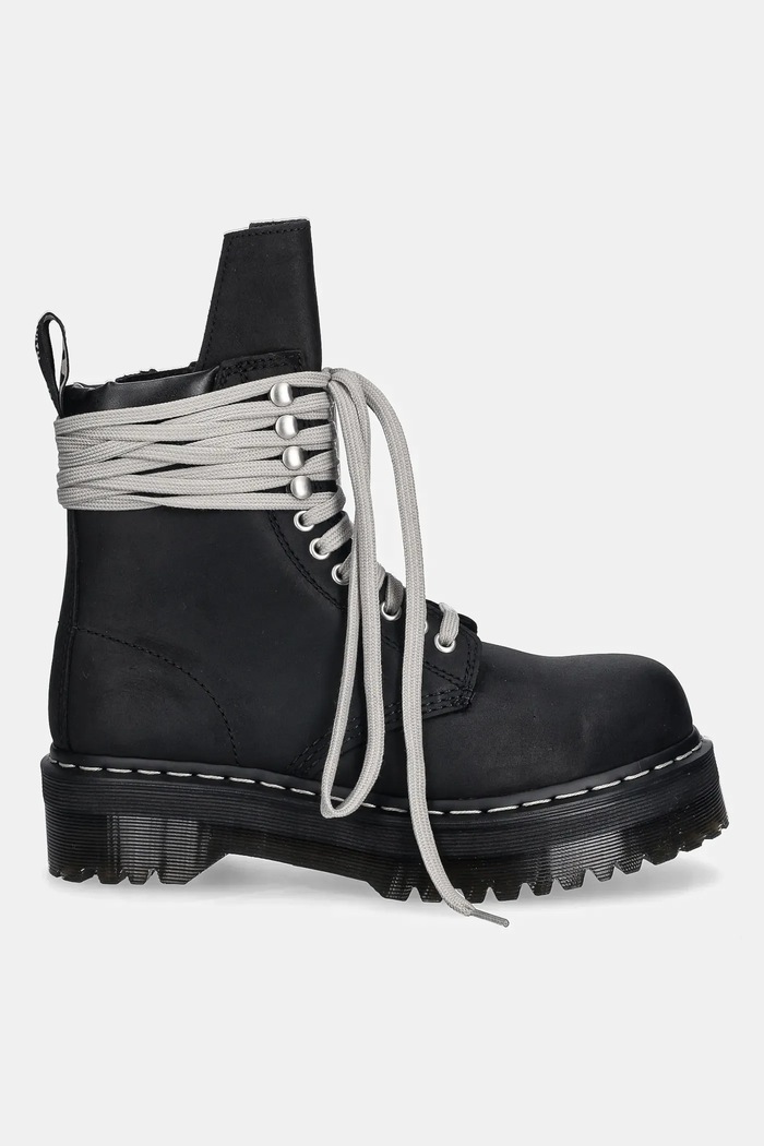 Rick Owens DRKSHDW leather biker boots x Dr. Martens Quad Sole Steel Toe Boot DW02E6813.9001 black AW25