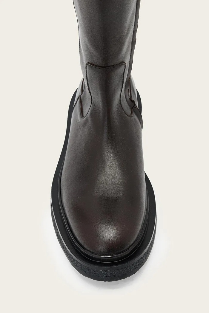 Kožené čižmy AllSaints Escher Rider Boot W083FD hnedá