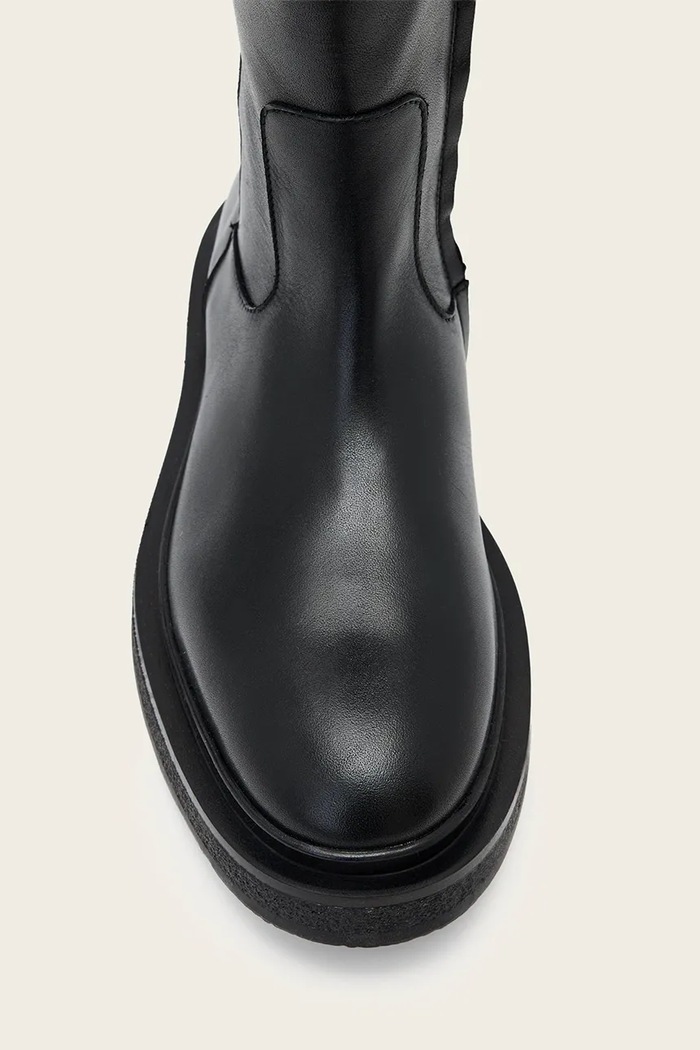 Kožené čižmy AllSaints Escher Rider Boot čierna W083FD
