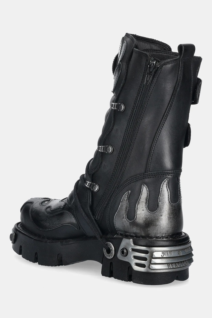 Obuv Kožené členkové topánky New Rock M.107.S2 čierna