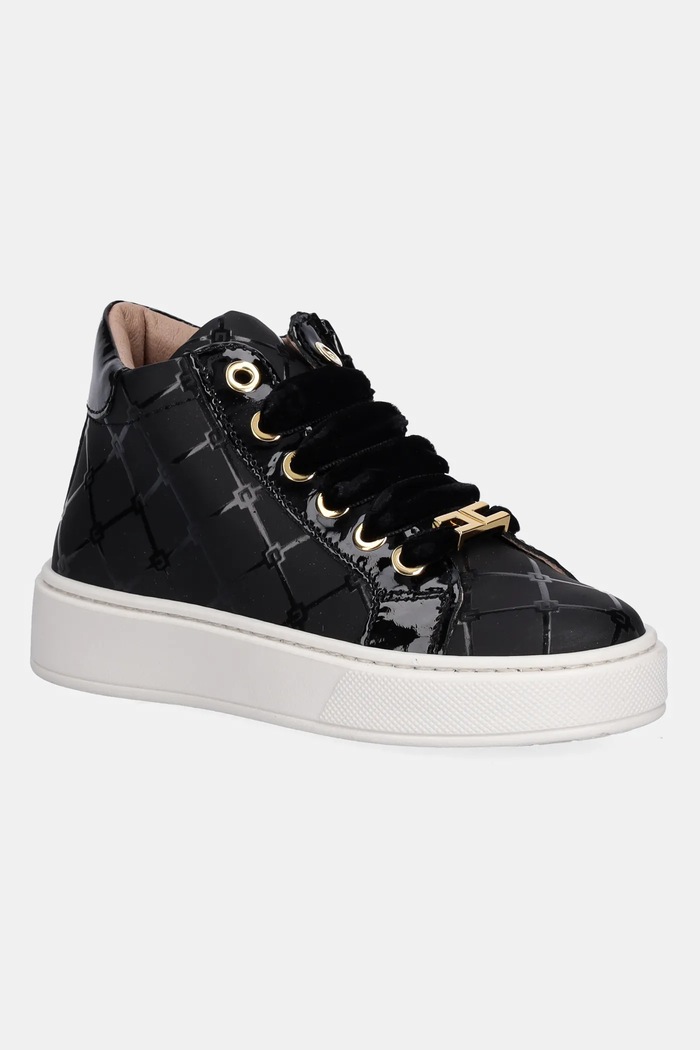 Παιδικά sneakers Elisabetta Franchi απομίμηση λείου δέρματος μαύρο F1A9.E0336