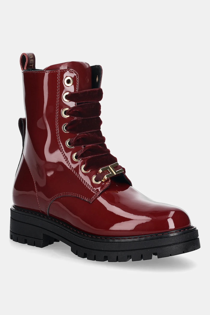 Detské workery Elisabetta Franchi imitácia kože burgundské F4A5.E0414.30.34