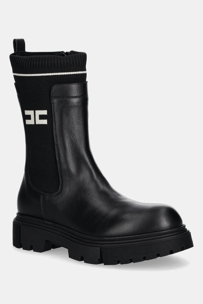 Elisabetta Franchi cizme chelsea din piele pentru copii neizolat negru F4A5.E0424