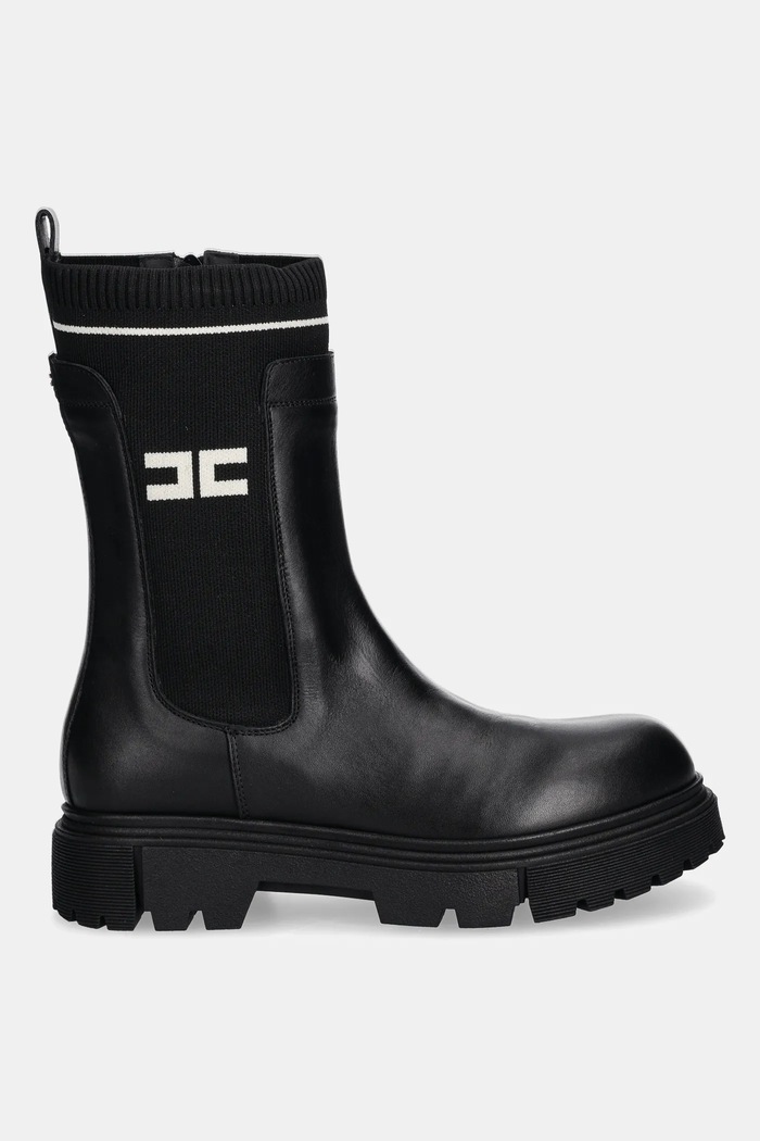 Elisabetta Franchi cizme chelsea din piele pentru copii F4A5.E0424 negru AW25