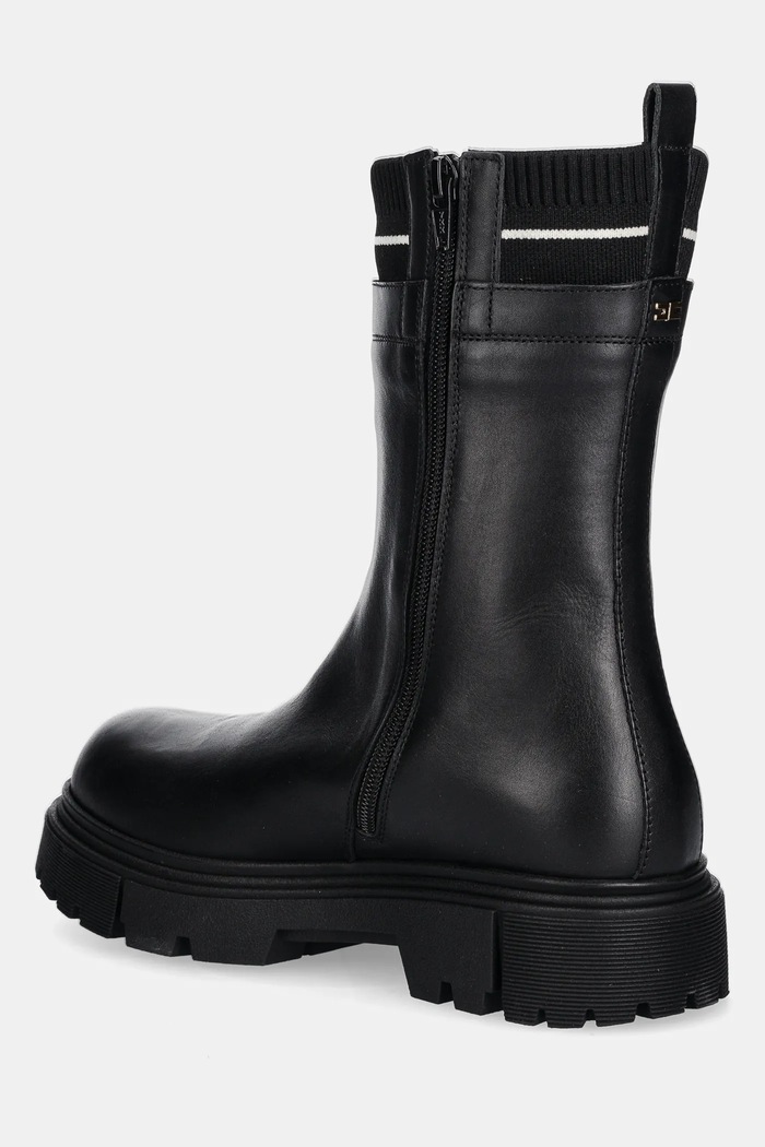 Fete Elisabetta Franchi cizme chelsea din piele pentru copii F4A5.E0424 negru