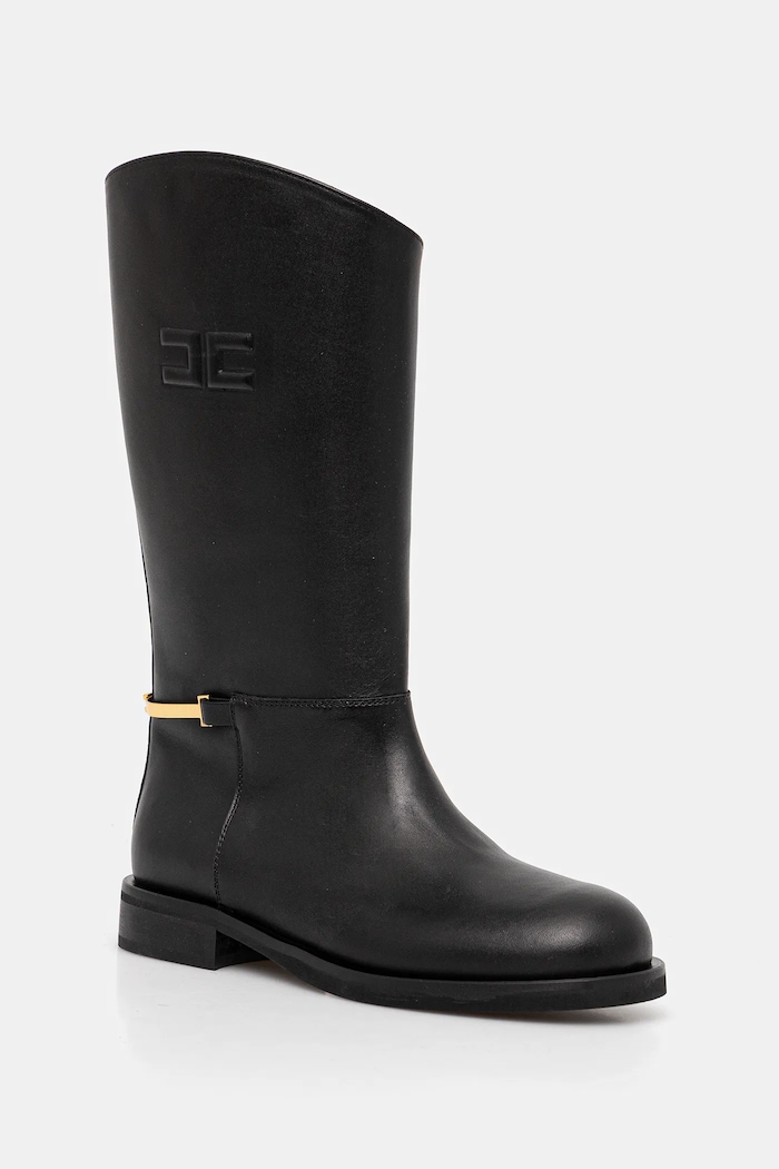 Детски кожени ботуши Elisabetta Franchi без изолация черен F4A6.E0449