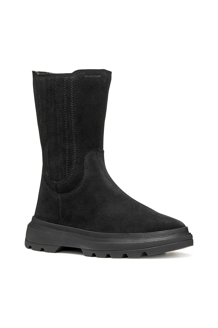 Geox cizme din piele întoarsă pentru copii KIDDARTAH neizolat negru J56NDB.00022.36.39