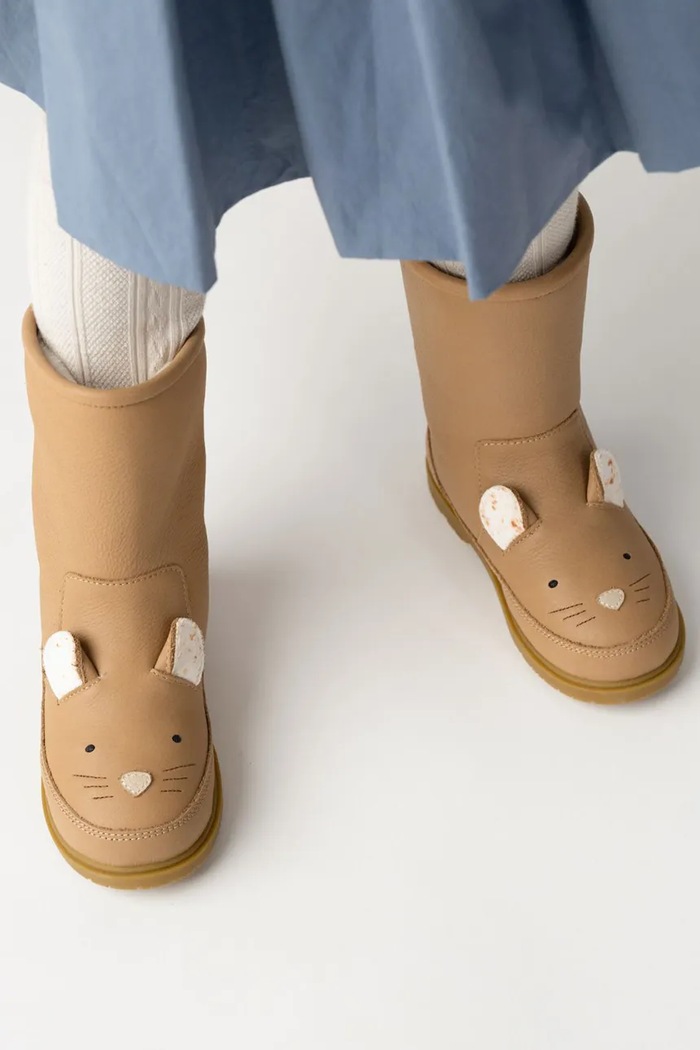 Otroški zimski usnjeni čevlji Donsje Wadudu Exclusive Boots Mouse Zrnato usnje rjava 2022122.22.28