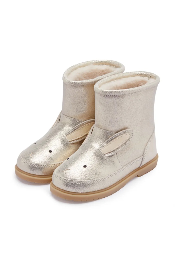 Fete Donsje ghete de iarnă pentru copii din piele Xelly Boots Bunny 2031701.22.28 argintiu