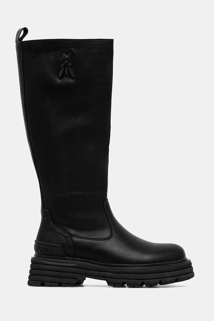 Patrizia Pepe ghete din piele pentru copii PPJ980 negru AW25