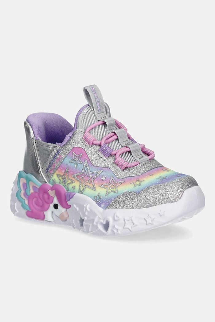 Skechers gyerek sportcipő UNICORN CHARMER-LIL STARLITE szintetikus ezüst 302297N