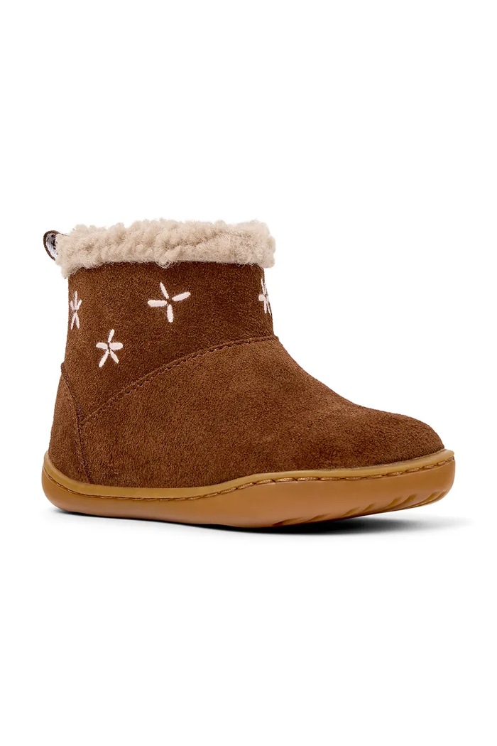 Camper Kotníkové boty dětské nubukové Peu Cami FW K900388.G hnědá AW25