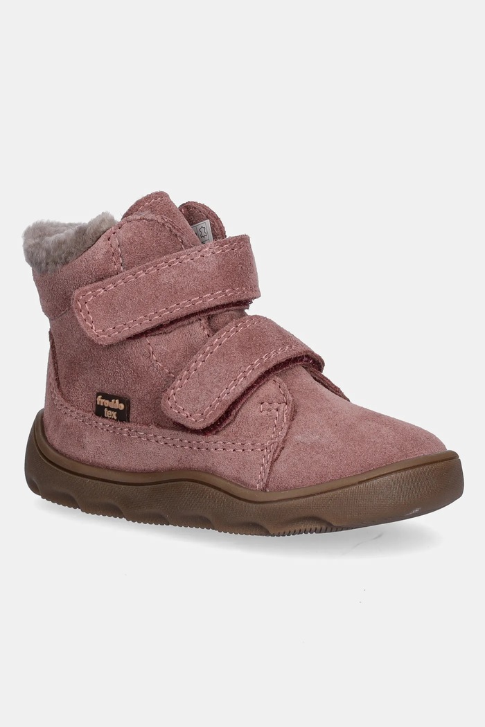 Froddo Dječje zimske cipele od brušene kože Froddo ZERU TEX FURRY BAREFOOT roza G2110151.G.21.24