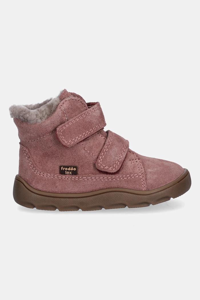 Froddo Dječje zimske cipele od brušene kože Froddo ZERU TEX FURRY BAREFOOT G2110151.G.21.24 roza AW25