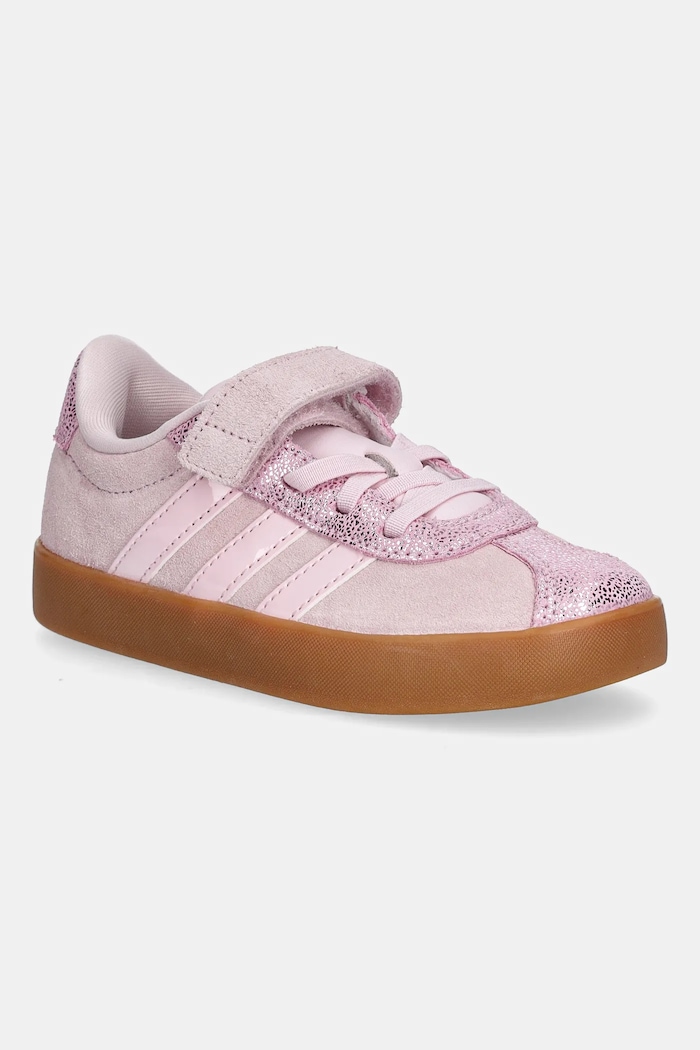 Dječje tenisice od brušene kože adidas VL COURT 3.0 imitacija zrnate kože roza JP7835