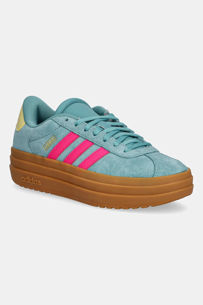 Детски велурени маратонки adidas VL COURT BOLD гладка кожа тюркоазен JQ4482