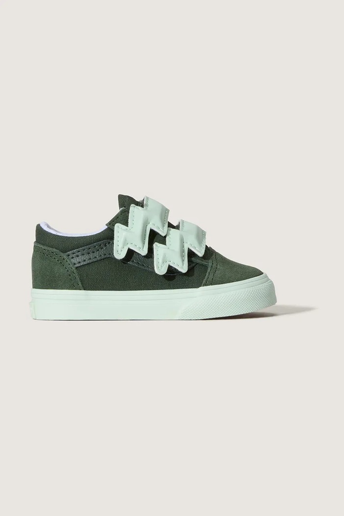 Vans sneakers de piele întoarsă pentru copii Old Skool V Bolt Strap mic de statură verde VN000D1BEMU1