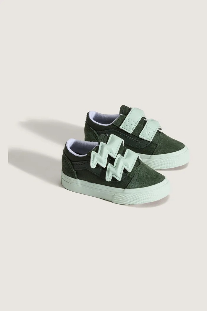 Vans sneakers de piele întoarsă pentru copii Old Skool V Bolt Strap VN000D1BEMU1 verde AW25