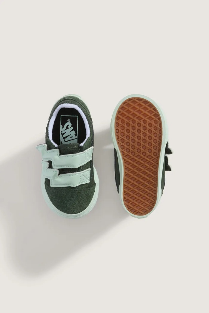 Vans sneakers de piele întoarsă pentru copii Old Skool V Bolt Strap verde VN000D1BEMU1