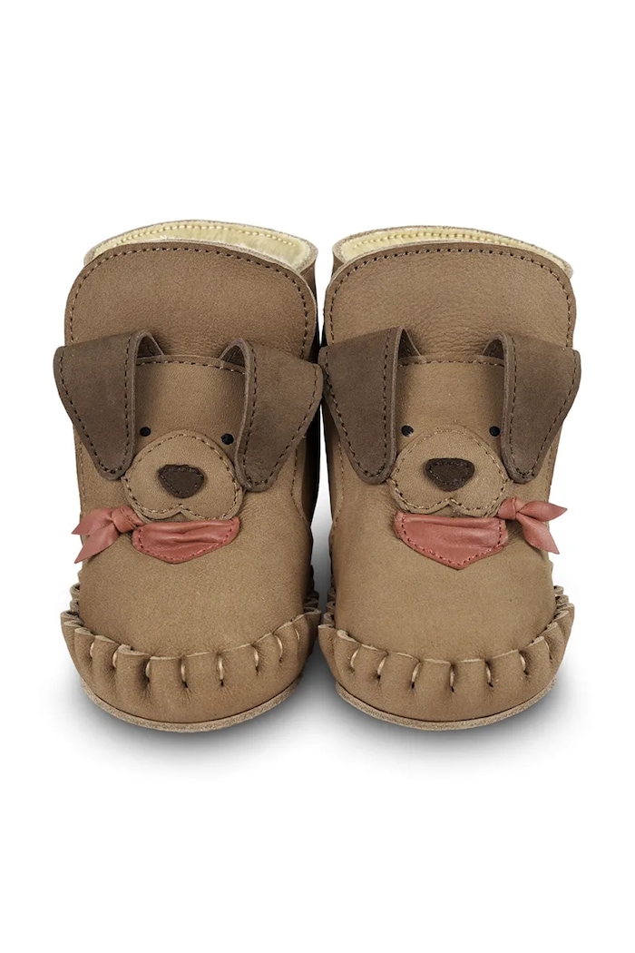 Chlapec Kožené topánky pre bábätká Donsje Junus Booties Western Dog 1041803 hnedá