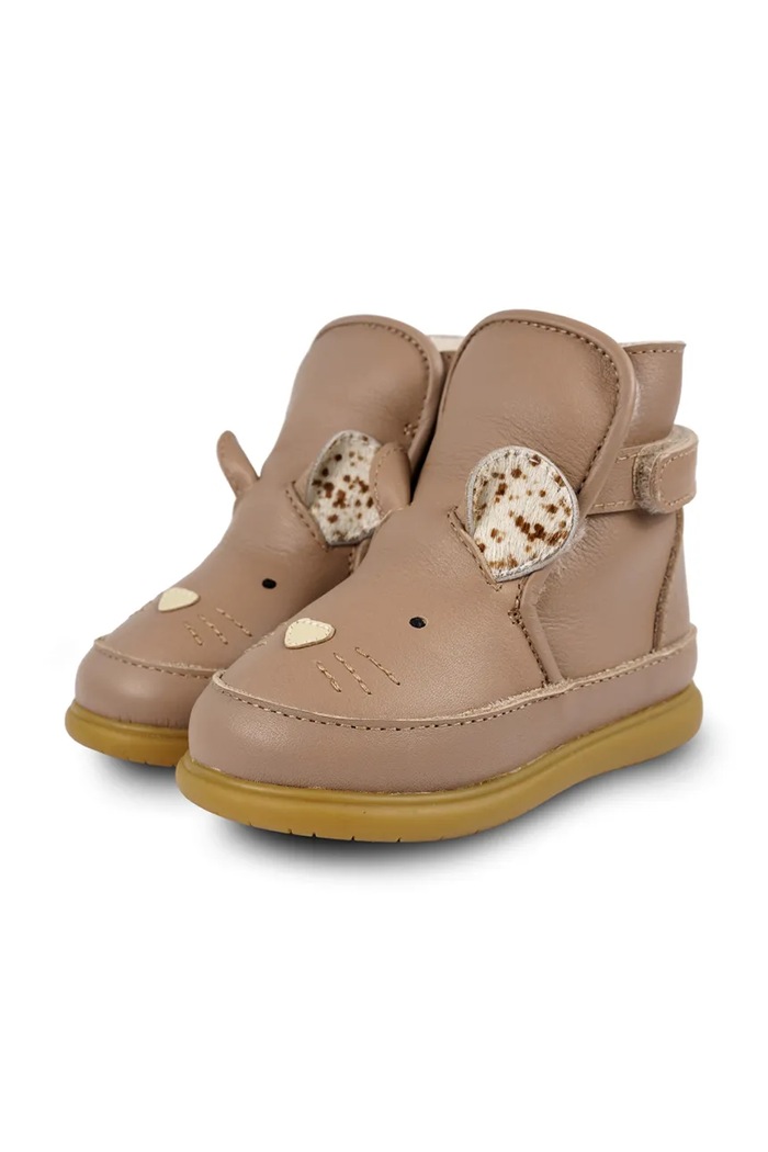 Băieți Donsje încălțăminte din piele pentru bebeluși Dubu Exclusive Shoes Mouse 1500509 maro