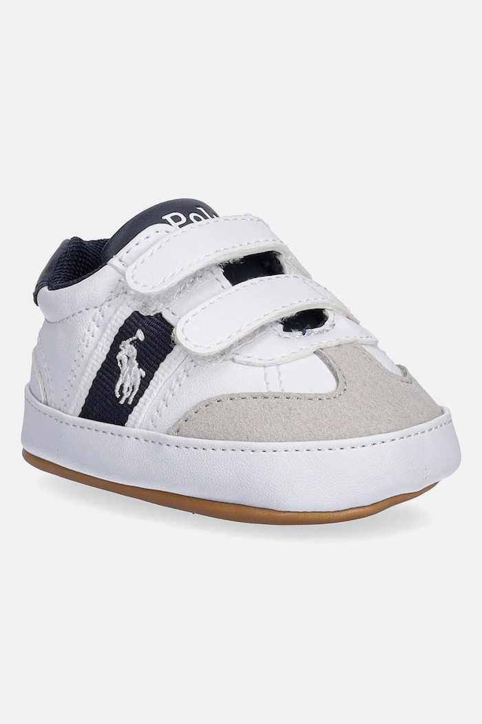 Cipele za bebe Polo Ralph Lauren HERITAGE COURT III T-TOE LAYETTE imitacija zrnate kože bijela RL03387101