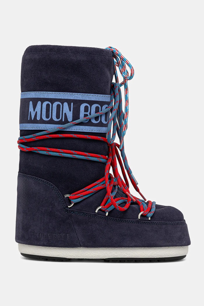 Moon Boot buty zimowe zamszowe dziecięce MB ICON SUEDE LACES 80D1403050 granatowy AW25