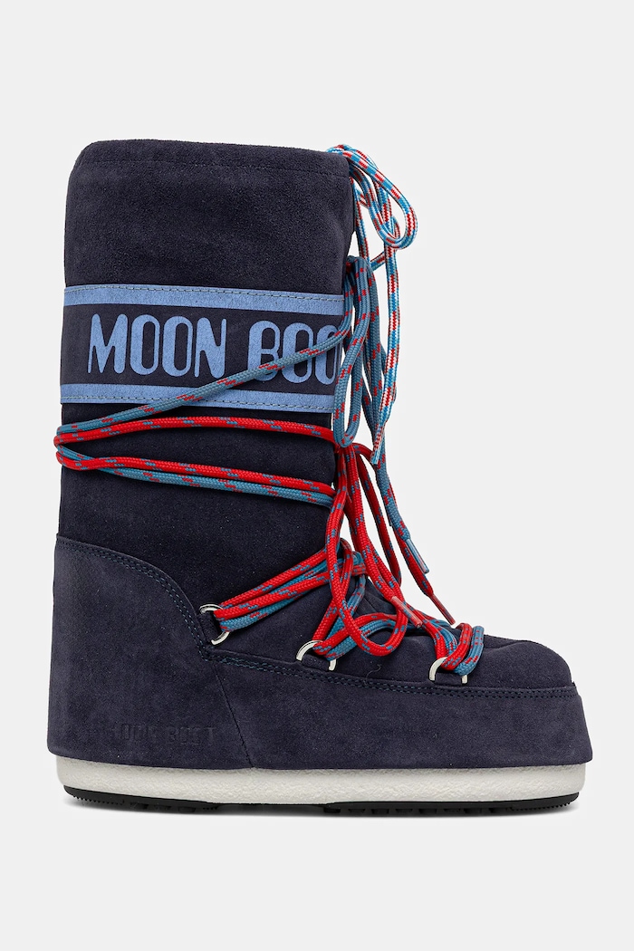 Moon Boot buty zimowe zamszowe dziecięce MB ICON SUEDE LACES 80D1403050 granatowy AW25