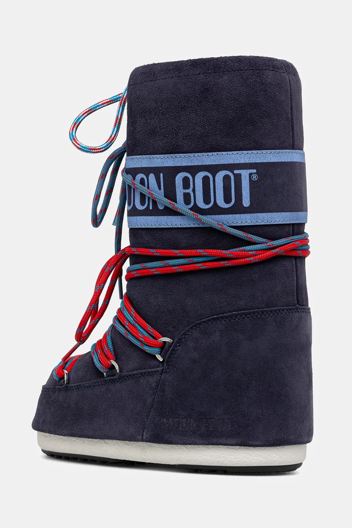 Chłopiec Moon Boot buty zimowe zamszowe dziecięce MB ICON SUEDE LACES 80D1403050 granatowy