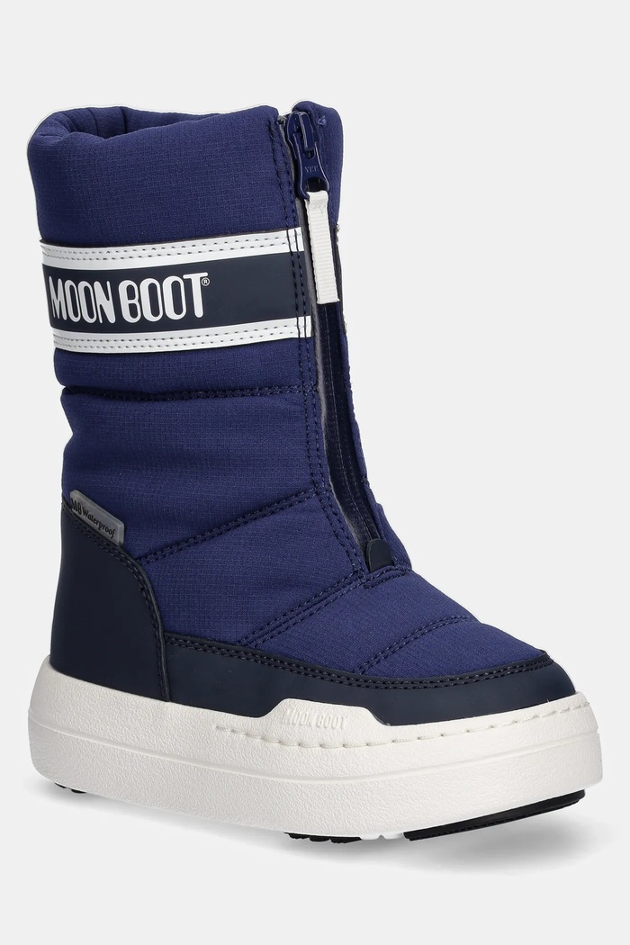 Παιδικές μπότες χιονιού Moon Boot MB JR PARK ZIP HIGH WP απομίμηση λείου δέρματος σκούρο μπλε 80D3440080.27.34
