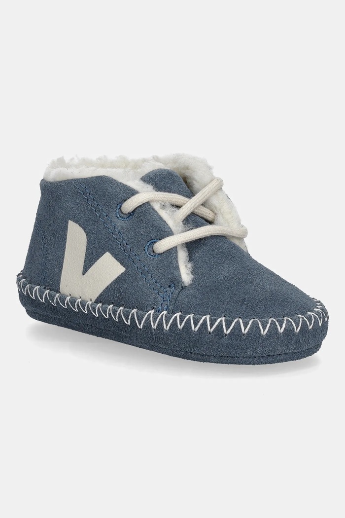 Veja pantofi din piele întoarsă pentru bebe Baby Winter Light ZZ piele întoarsă albastru BA0321028C