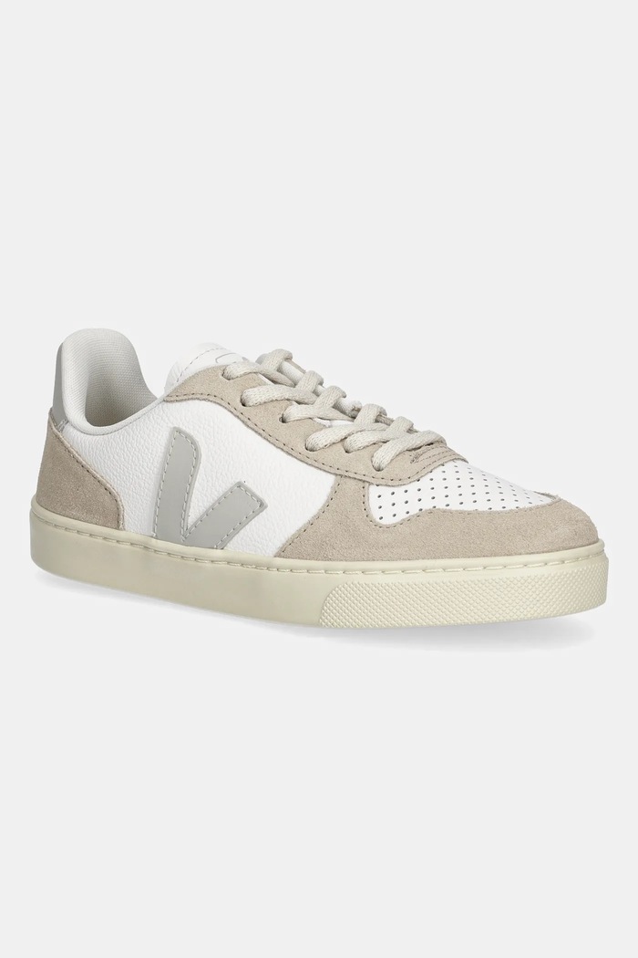 Veja teniși din piele copii Small V-10 Laces piele întoarsă bej CX0520999C.28.35