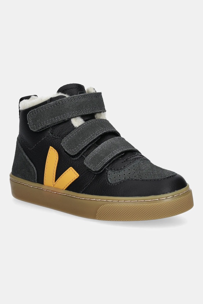 Dětské kožené tenisky Veja Small V-10 Mid Winter přírodní kůže černá DF0503814C.28.35
