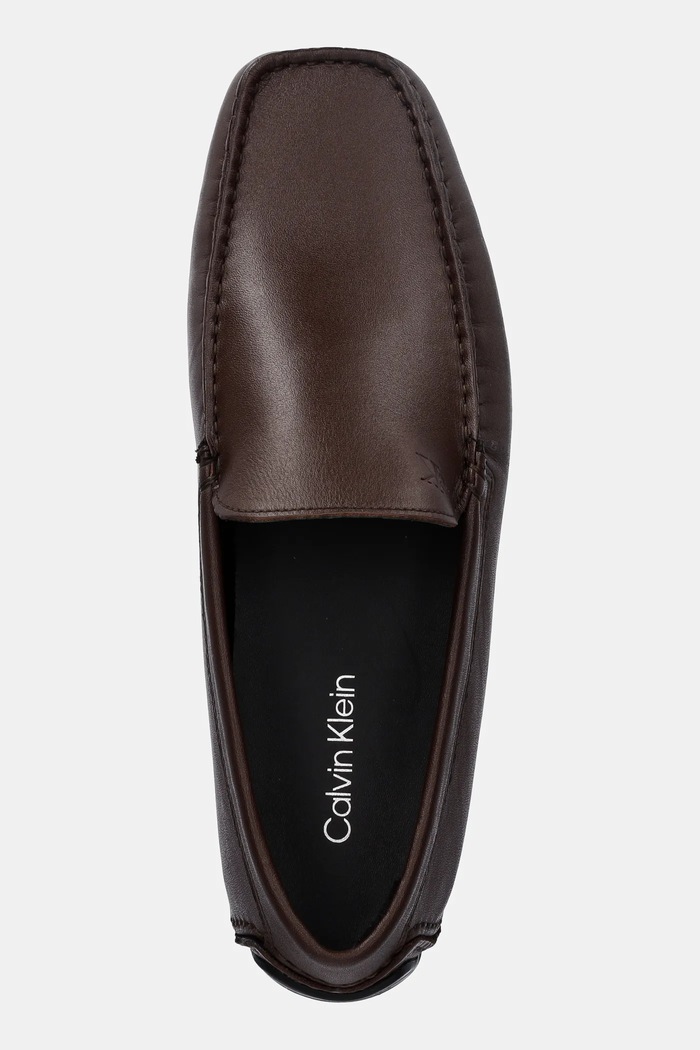 Usnjeni mokasini Calvin Klein DRIVER LTH rjava HM0HM01864