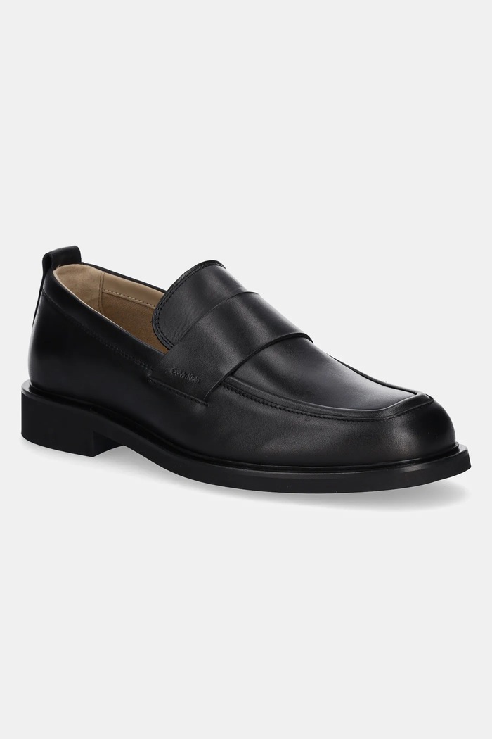Calvin Klein bőr mokaszin SQ RUBBER LOAFER elegáns fekete HM0HM01901