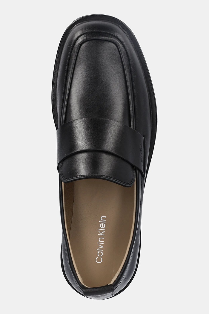Calvin Klein bőr mokaszin SQ RUBBER LOAFER fekete HM0HM01901