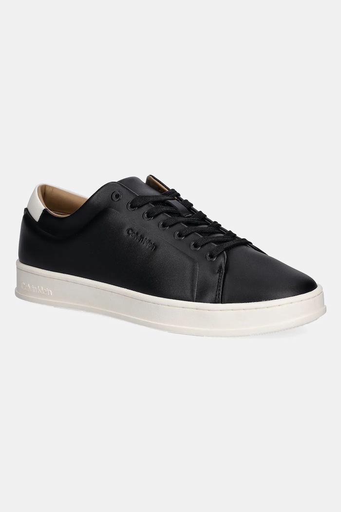 Kožené tenisky Calvin Klein PURE LOW LACEUP CUPSOLE HF LTH nízky čierna HM0HM01859
