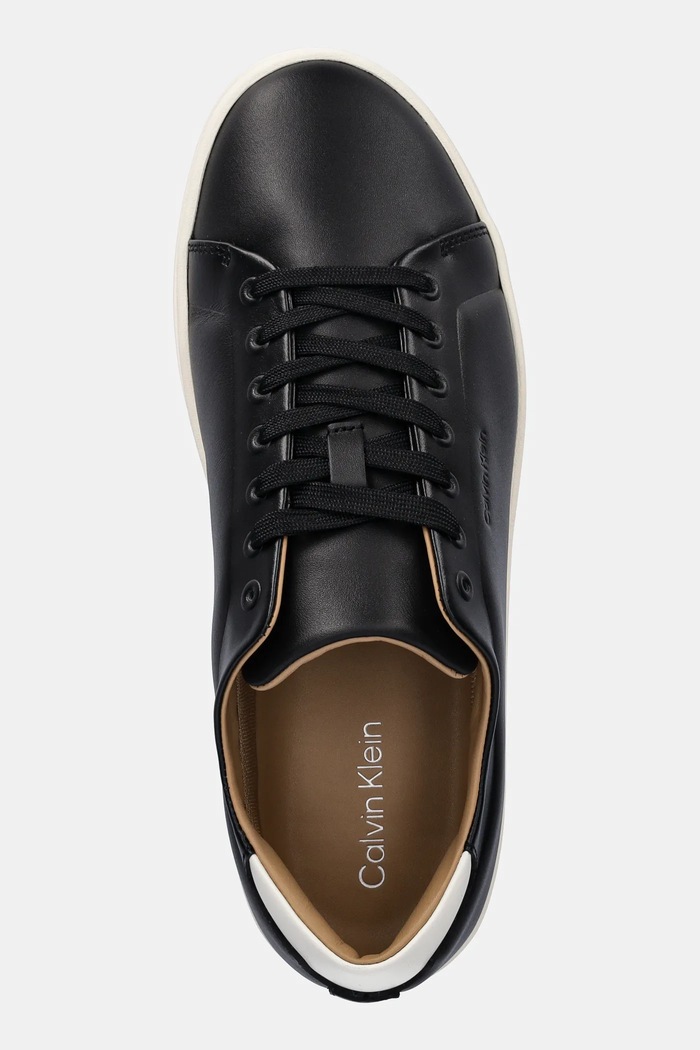 Kožené tenisky Calvin Klein PURE LOW LACEUP CUPSOLE HF LTH čierna HM0HM01859